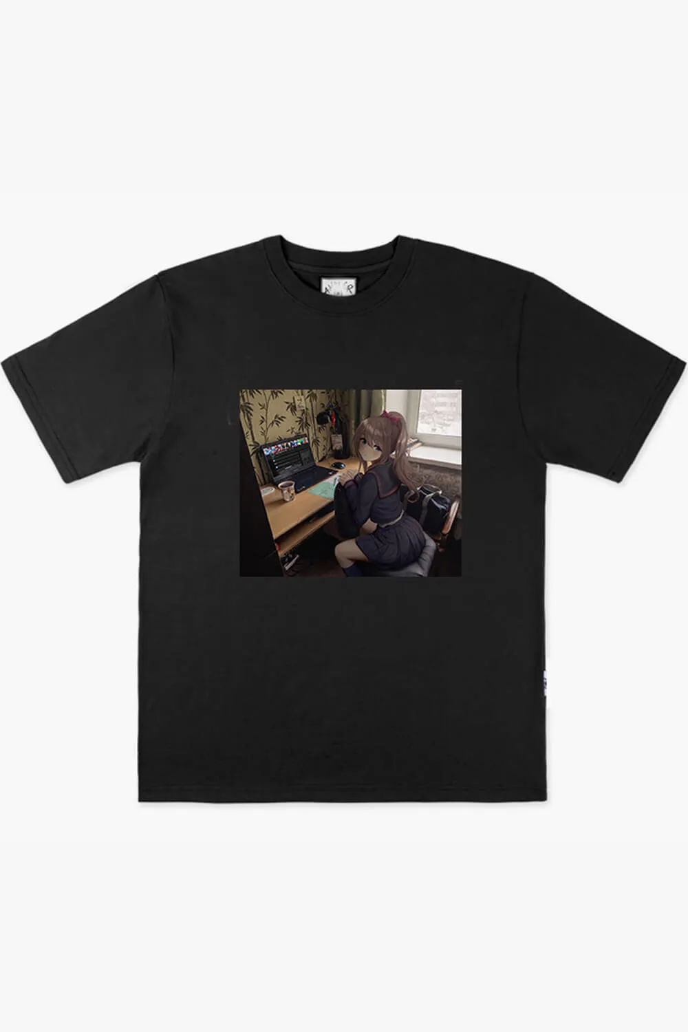 Anime Girl Dullcore Interior Laptop and Tea T-Shirt