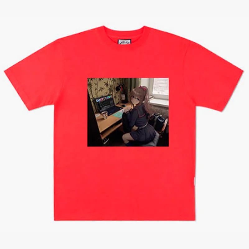 Anime Girl Dullcore Interior Laptop and Tea T-Shirt