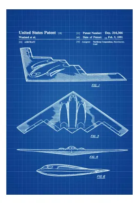 B-2 Bomber Patent - Airplane Blueprint, Aviation Art, Airplane Art,  Pilot Gift, Aircraft Decor, Airplane Poster, Northrop, Air Force