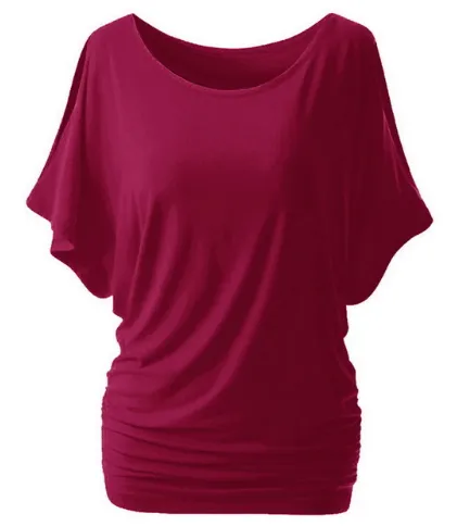 O Neck Short Batwing Sleeve