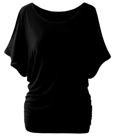 O Neck Short Batwing Sleeve