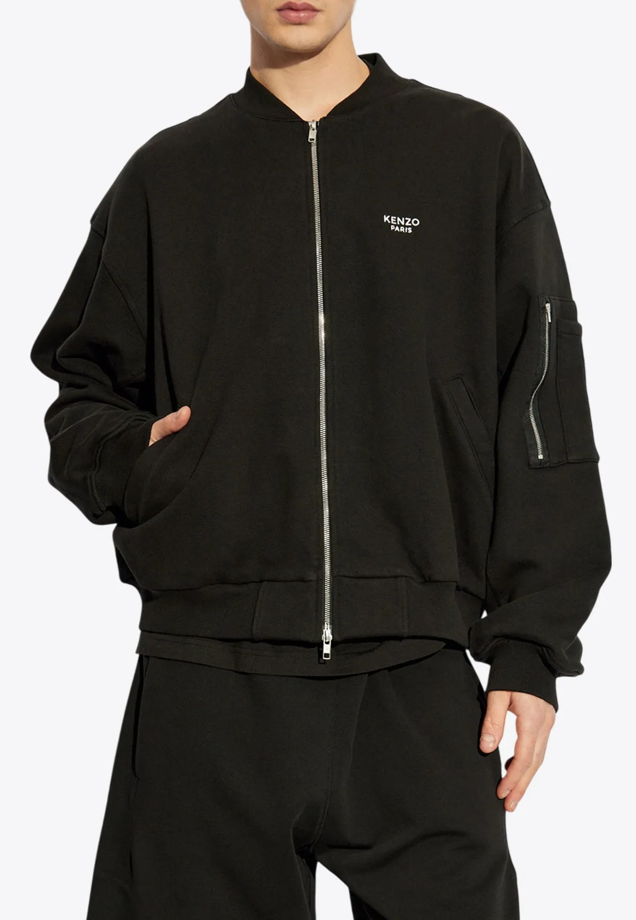 Pop Embroidered Zip-Up Bomber Jacket