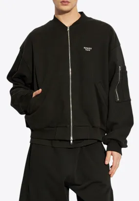 Pop Embroidered Zip-Up Bomber Jacket