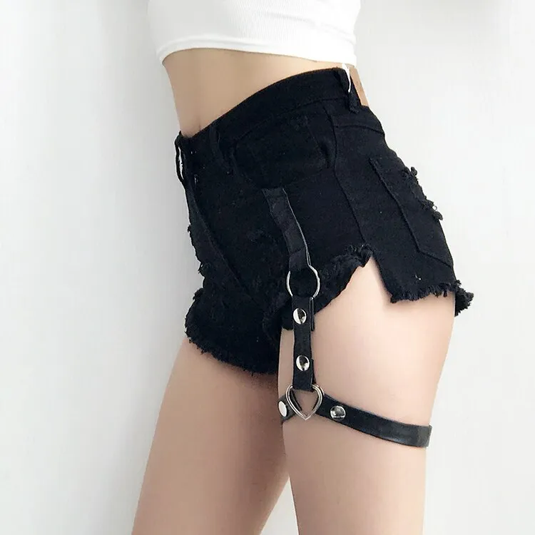 Punk One-Leg Strap Shorts