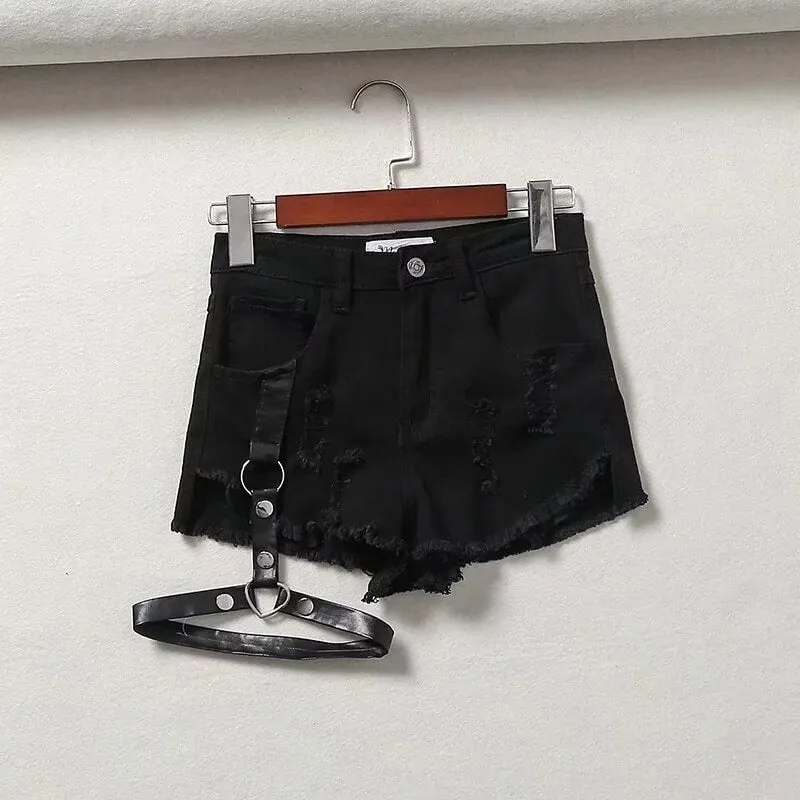 Punk One-Leg Strap Shorts