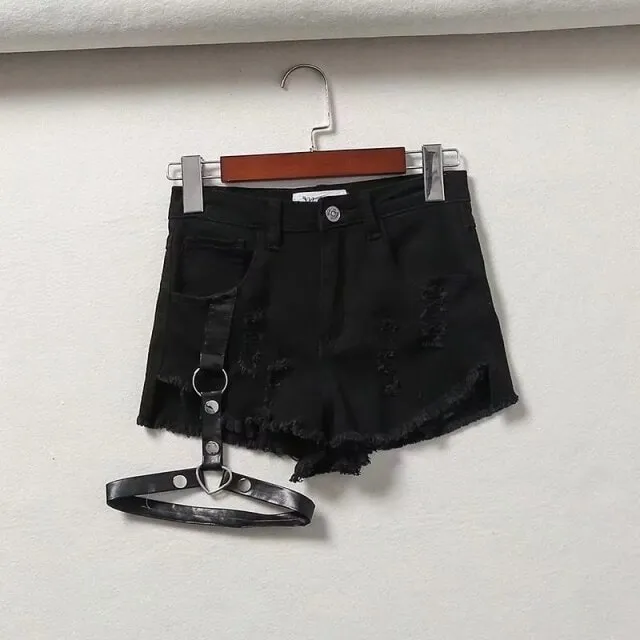 Punk One-Leg Strap Shorts