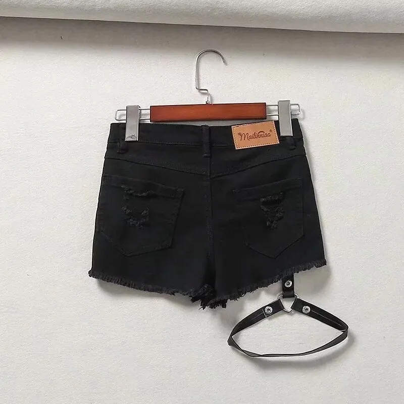 Punk One-Leg Strap Shorts