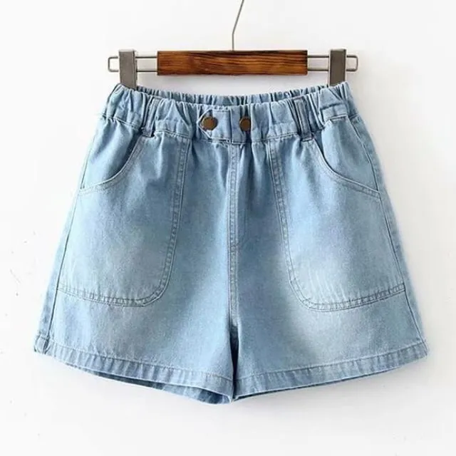 Rabbit Embroidery Vintage Denim Shorts