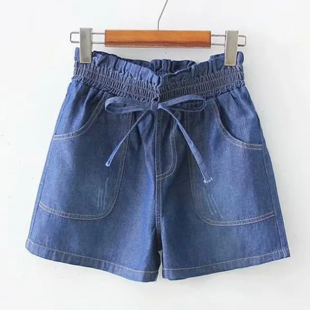 Rabbit Embroidery Vintage Denim Shorts