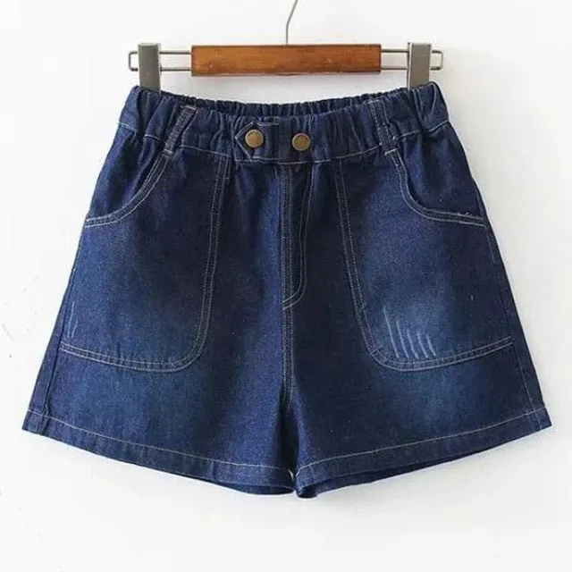 Rabbit Embroidery Vintage Denim Shorts