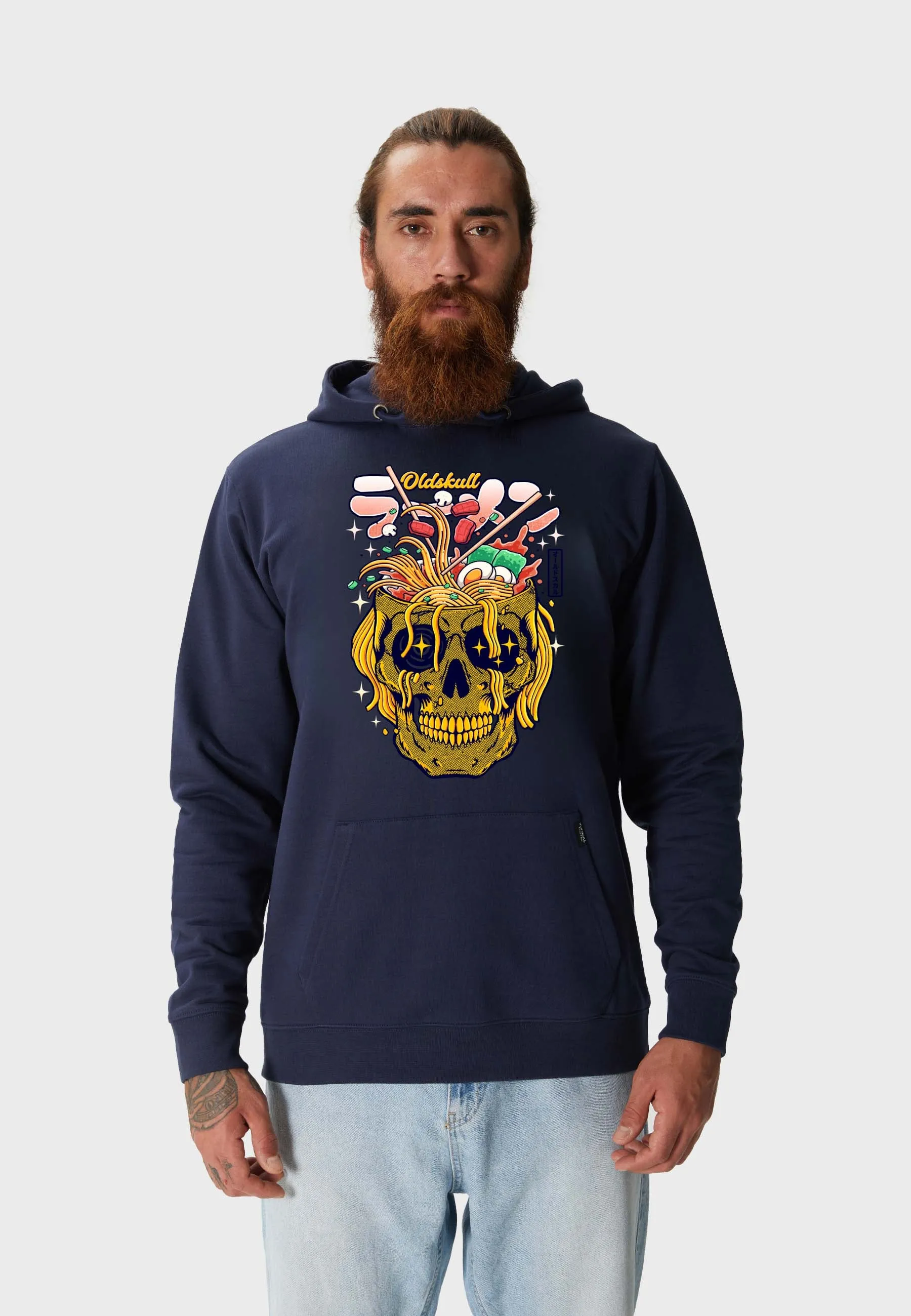 Ramen Skull Hoodie Navy Blue