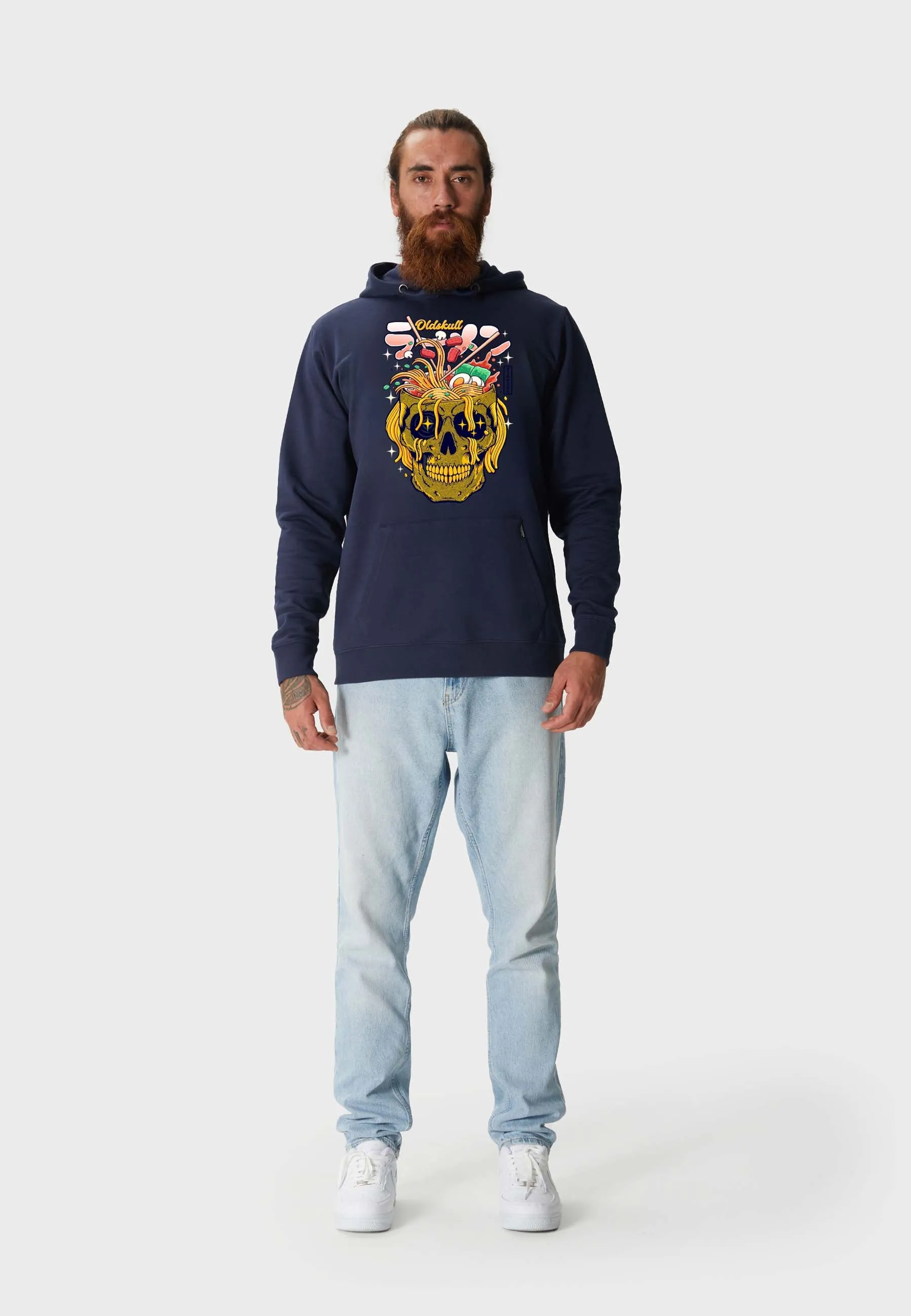 Ramen Skull Hoodie Navy Blue
