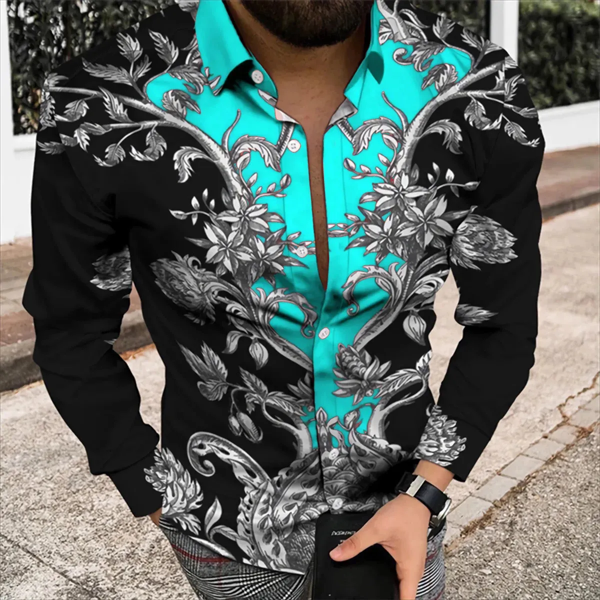 Spring/Summer Fashion Men's High Quality Top Long Sleeve Printed Shirt Designer Party Outdoor Luxury Comfortable Soft Top New