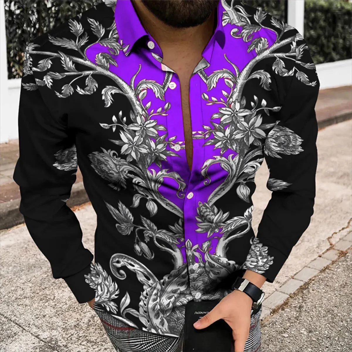 Spring/Summer Fashion Men's High Quality Top Long Sleeve Printed Shirt Designer Party Outdoor Luxury Comfortable Soft Top New
