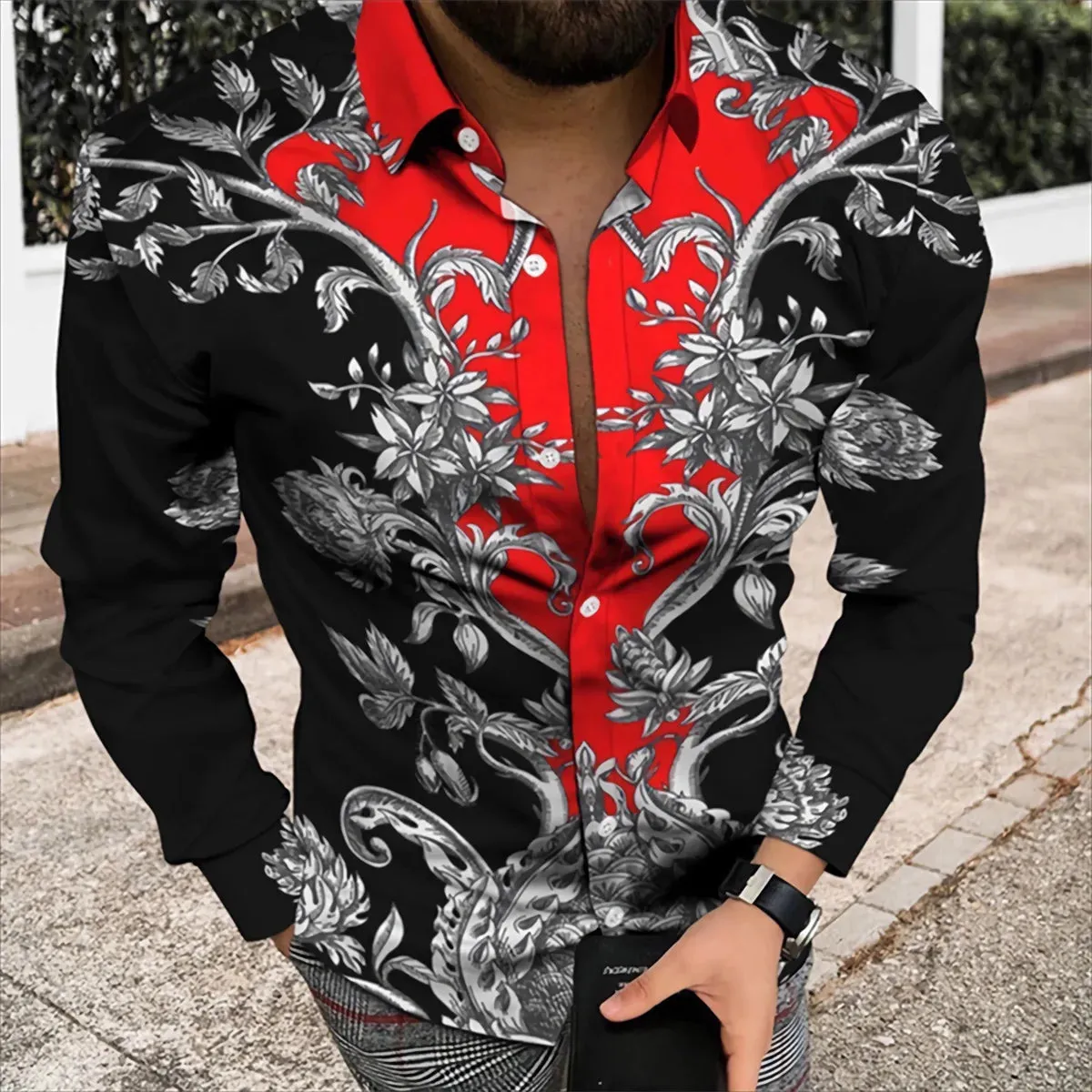 Spring/Summer Fashion Men's High Quality Top Long Sleeve Printed Shirt Designer Party Outdoor Luxury Comfortable Soft Top New