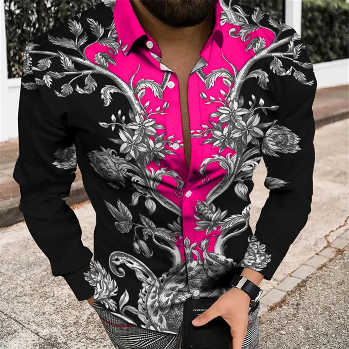 Spring/Summer Fashion Men's High Quality Top Long Sleeve Printed Shirt Designer Party Outdoor Luxury Comfortable Soft Top New