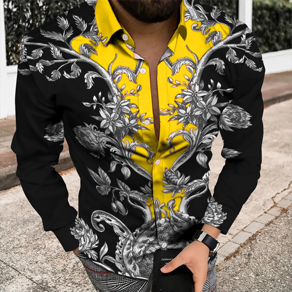 Spring/Summer Fashion Men's High Quality Top Long Sleeve Printed Shirt Designer Party Outdoor Luxury Comfortable Soft Top New