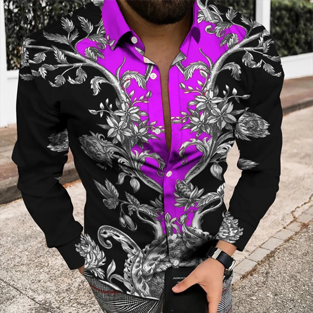 Spring/Summer Fashion Men's High Quality Top Long Sleeve Printed Shirt Designer Party Outdoor Luxury Comfortable Soft Top New