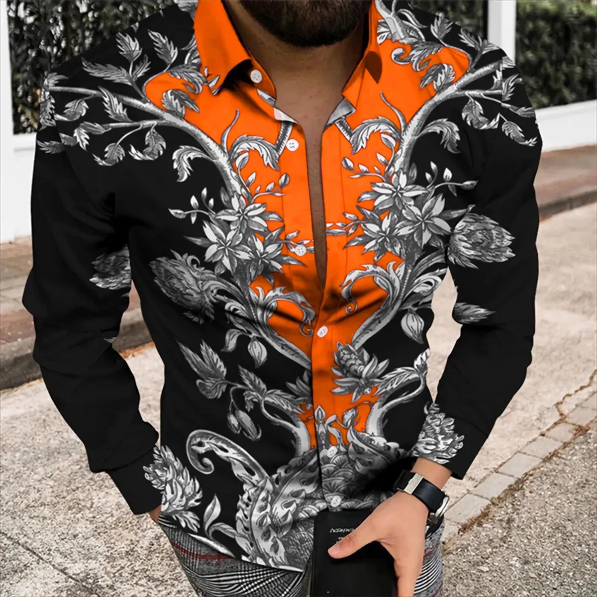 Spring/Summer Fashion Men's High Quality Top Long Sleeve Printed Shirt Designer Party Outdoor Luxury Comfortable Soft Top New