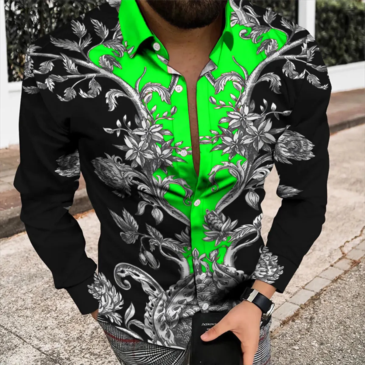 Spring/Summer Fashion Men's High Quality Top Long Sleeve Printed Shirt Designer Party Outdoor Luxury Comfortable Soft Top New