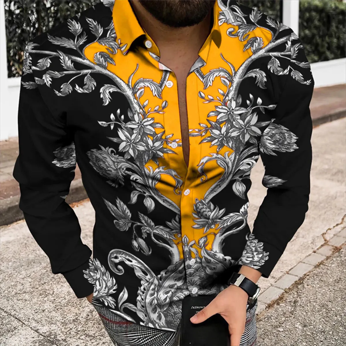Spring/Summer Fashion Men's High Quality Top Long Sleeve Printed Shirt Designer Party Outdoor Luxury Comfortable Soft Top New