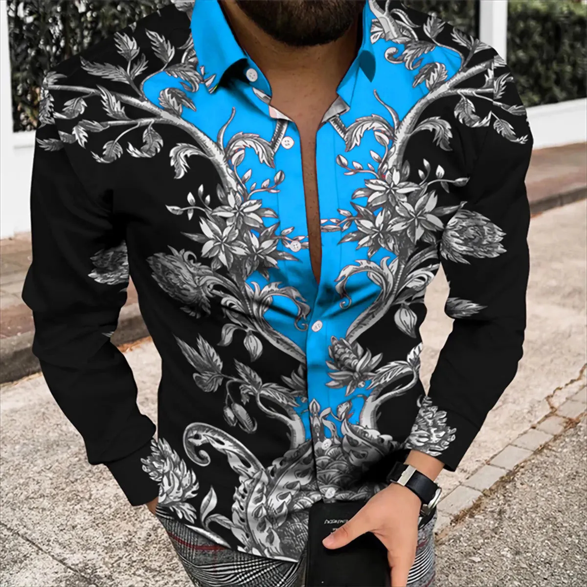 Spring/Summer Fashion Men's High Quality Top Long Sleeve Printed Shirt Designer Party Outdoor Luxury Comfortable Soft Top New
