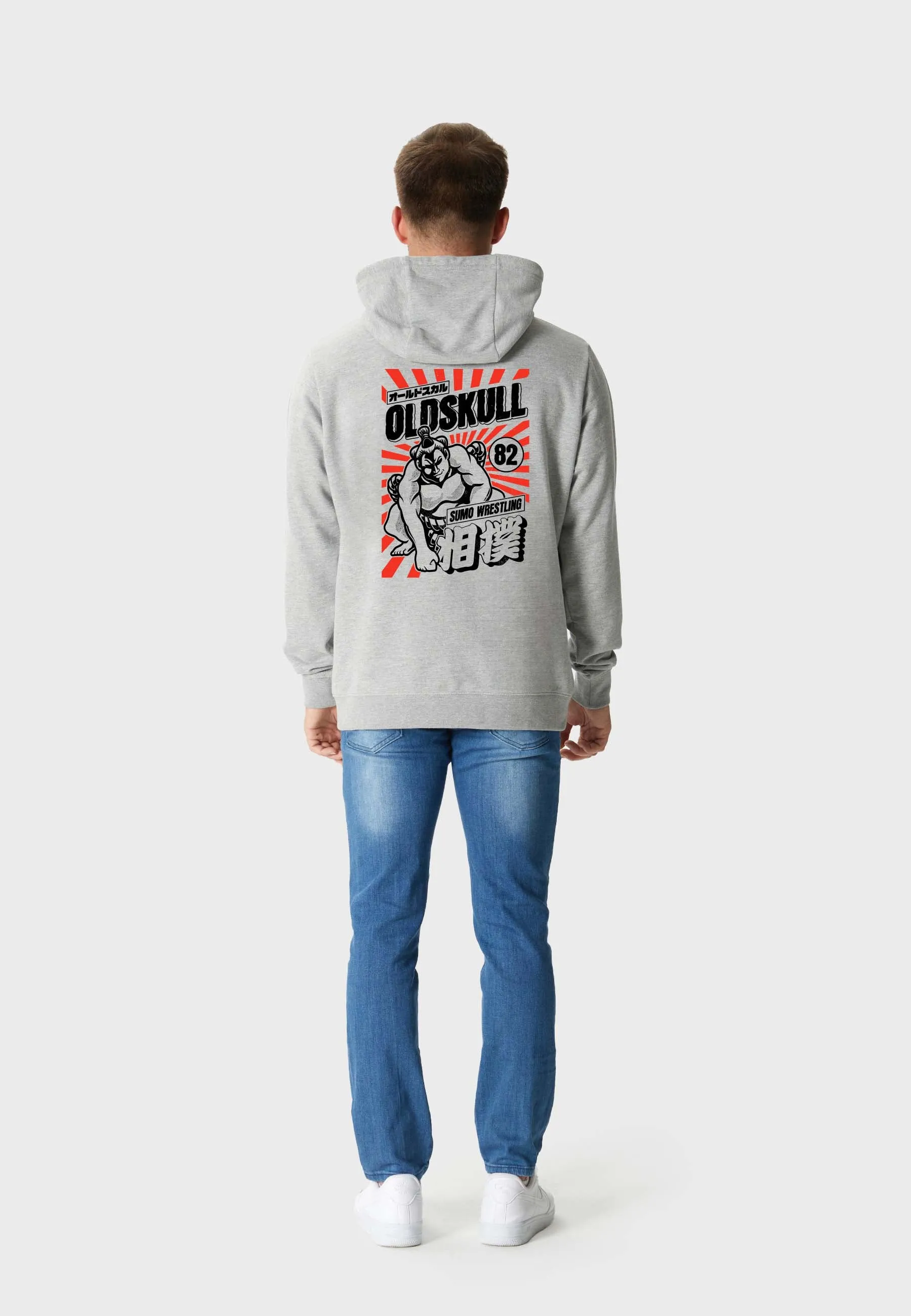 Sumo Sensation Backprint Hoodie Heather Grey